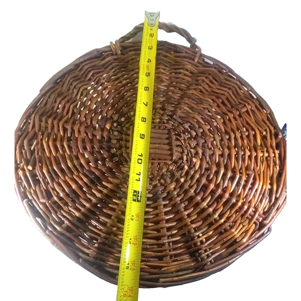 Wall Rattan Wicker Half Moon Basket Handle Plant Storage